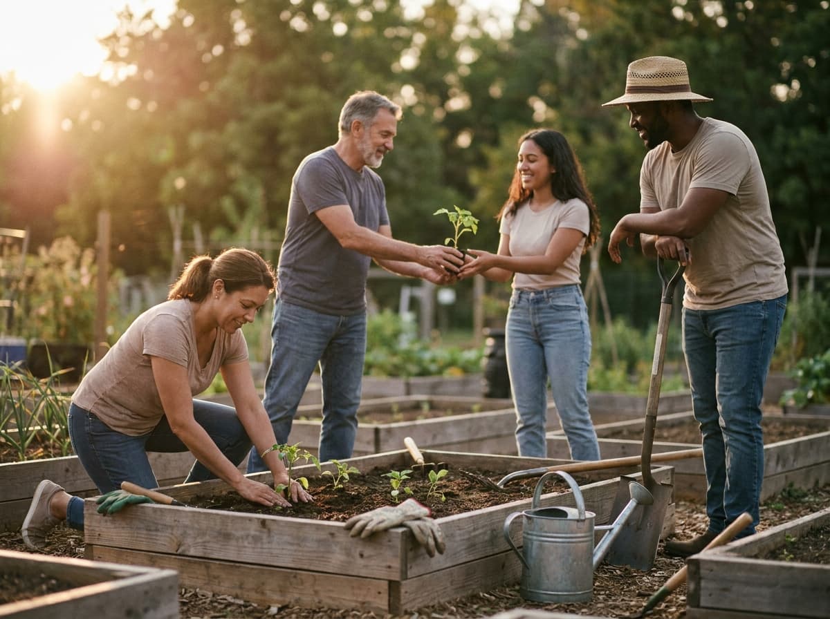 Community members building something together