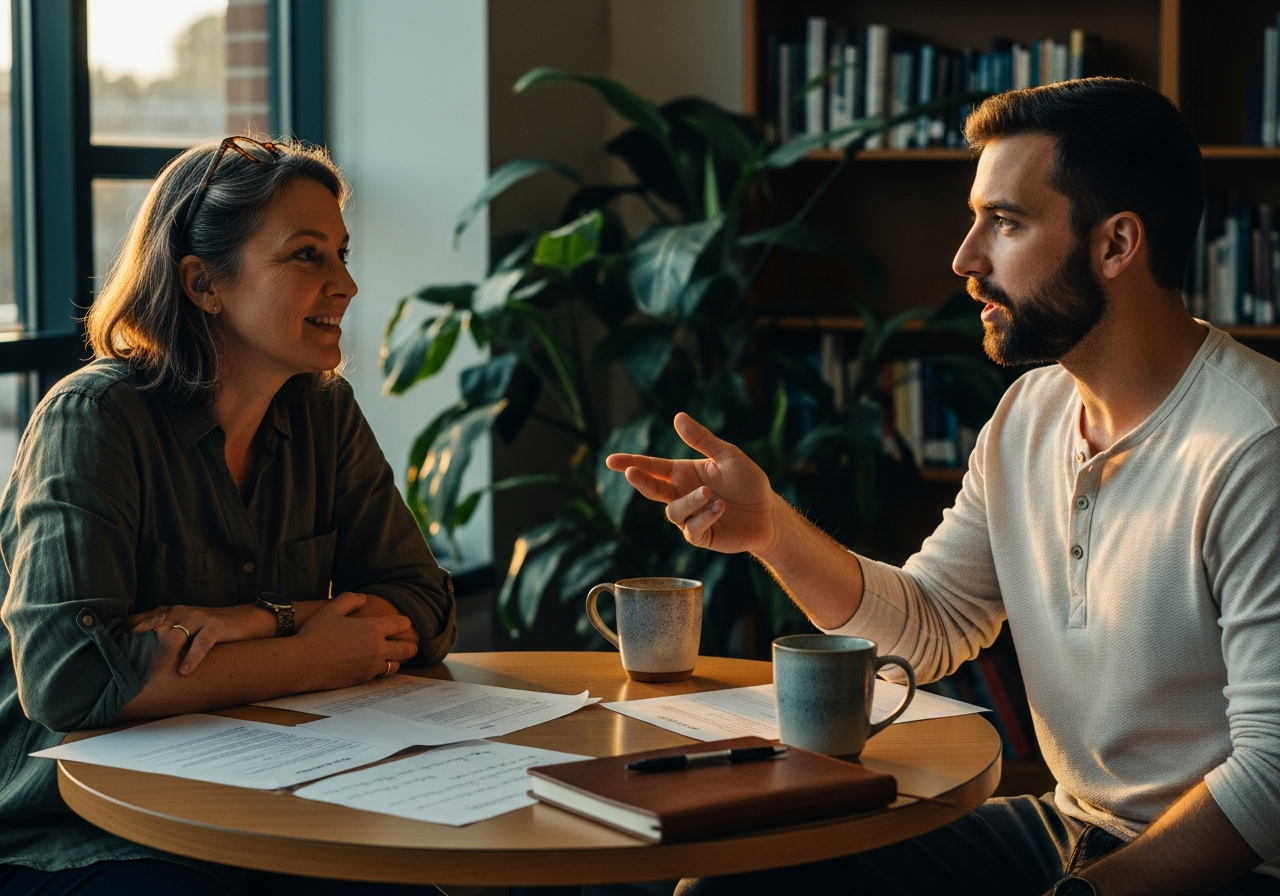 A CoSpark mentor and member in conversation